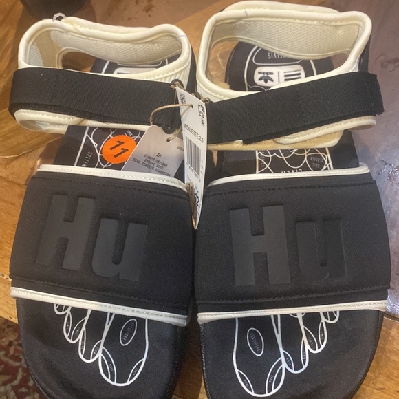 ADIDAS X HUMANRACE BY PHARRELL WILLIAMS Black Adilette 2.0 Sandals - Picture 8 of 9